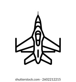 Fighter Jet black Icon white background design illustration.
