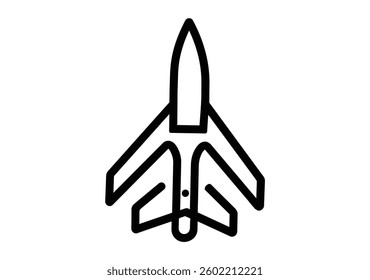 Fighter Jet black Icon white background design illustration.