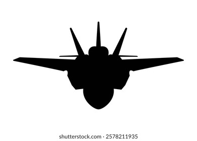 Fighter jet black and white clip art and glyph design on white background