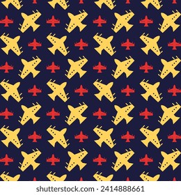 Fighter Jet blue background trendy repeating colorful pattern vector illustration