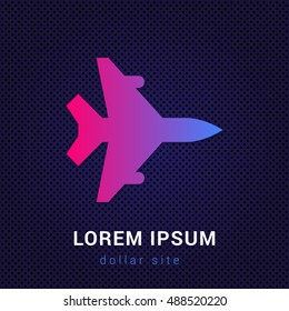 Fighter Jet Blue & Red colorful gradient attractive bright material Icon / Logo Design