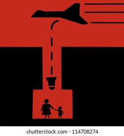 Fighter jet bombs mother and child hiding in shelter