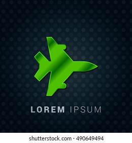 Fighter Jet Bright Green chromium precious metallic 3D Icon / Logo Design