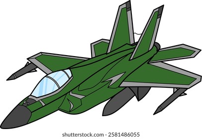 Fighter jet cartoon coloring book page