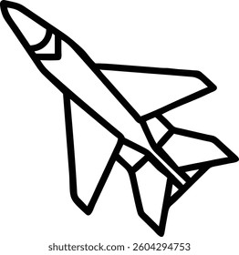 Fighter jet editable outline icon design.