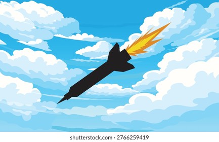 Fighter Jet Fire Trail Sky Illustration