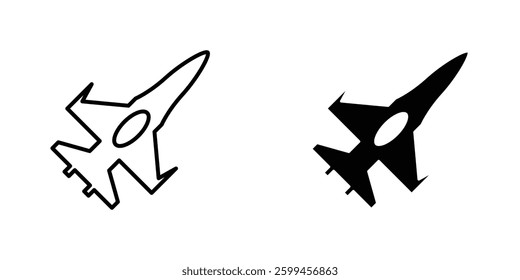 Fighter jet flat simple vector icons illustration set.