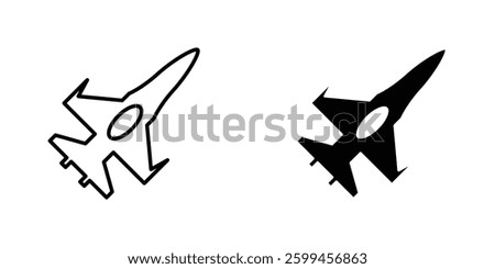 Fighter jet flat simple vector icons illustration set.