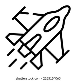 Avión de combate para guerras militares, icono de línea