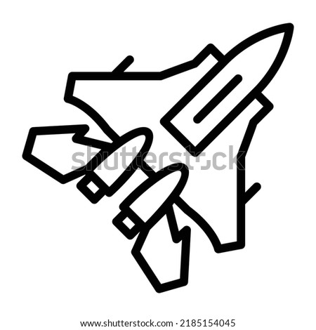 Fighter jet flight for military wars, line icon