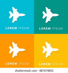 Fighter Jet Four Color Material Designed Icon / Logo