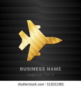 Fighter Jet Gold and Black silk fashion premium icon / Logo