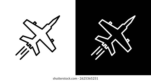 Concepto de icono de avión de combate sobre fondo blanco