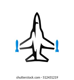 Fighter jet icon in duo tone color. Aircraft military attack