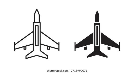 Icono del jet del combatiente para el App móvil, diseños editables