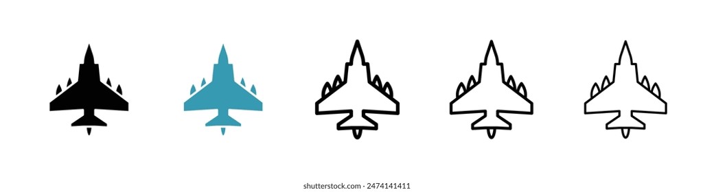 Fighter jet icon set. military supersonic war plane icon for UI designs.