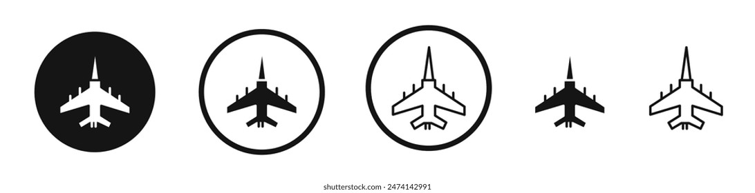 Fighter Jet Icon Set. Icon of a Military Supersonic Warplane.