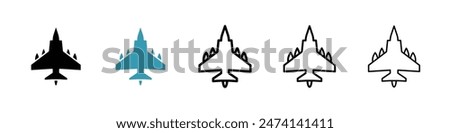 Fighter jet icon set. military supersonic war plane icon for UI designs.