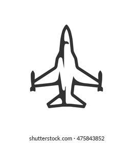 Fighter jet icon in single color. Aircraft military attack avionic