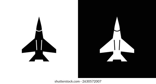 Fighter jet icon in solid flat trendy design style.