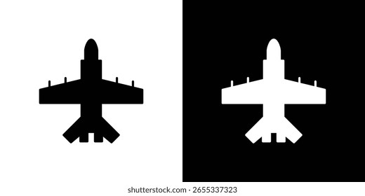 Colección de símbolo de icono de avión de combate. Vector plano ilustración de stock.