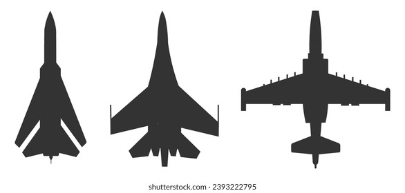 Icono del avión de combate. Ilustración vectorial del plano de destino.