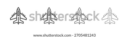 Fighter jet icon vector collection, illustration logo template in trendy thin line editable strokes style.