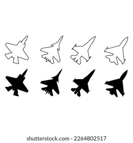 Fighter jet icon vector set. Air Force illustration sign collection. aviation symbol.