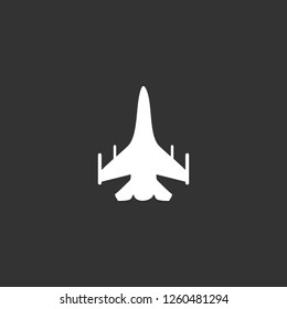 fighter jet icon vector. fighter jet sign on black background. fighter jet icon for web and app