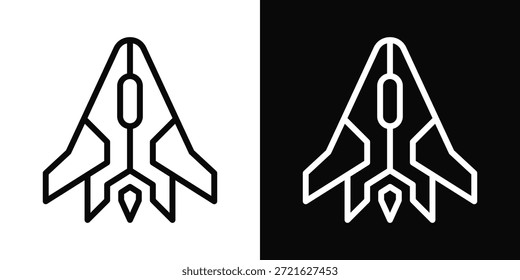 Kampfjet-Symbol weißer und schwarzer Hintergrund