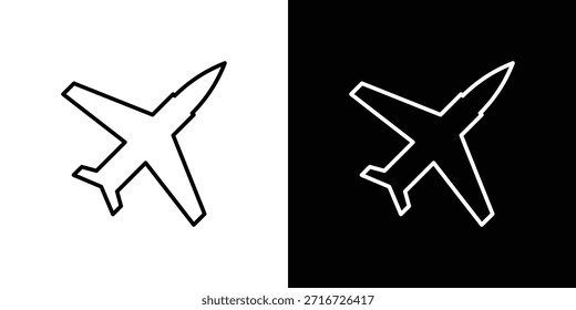 Vector blanco y negro de los iconos del jet del combatiente, sistema del icono de la línea.
