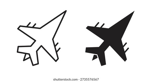 Fighter jet icons Concepts. black solid and line stroke designs for web and app use