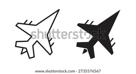 Fighter jet icons Concepts. black solid and line stroke designs for web and app use