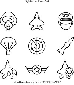 Fighter Jet Icons Set Isolated On White Background. Fighter Jet Icon Trendy And Modern Fighter Jet Symbol For Logo.