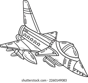 Fighter Jet Isolated Coloring Page for Kids