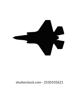 Avión de combate aislado sobre fondo blanco. Silueta del jet de combate