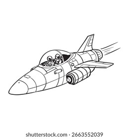 A fighter jet  line art vector illustration.