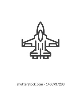 Fighter jet line icon. linear style sign for mobile concept and web design. Military plane outline vector icon. Symbol, logo illustration. Vector graphics
