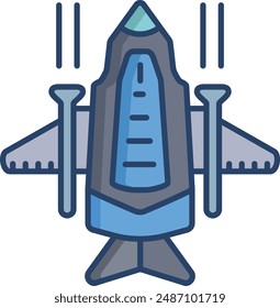 Fighter Jet linear color illustration icon