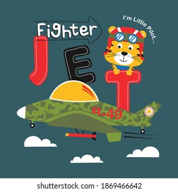 fighter jet and little pilot,funny animal cartoon