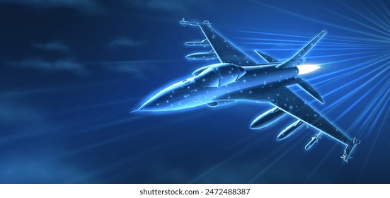 Kampfjet. Militärflugzeuge, Luft- und Raumfahrtinnovationen, KI in der Luftverteidigung, Bomberflugzeug, Raumfahrtkräfte, Stealth Fighter Technologie, Jet Hyperschallmotoren, Advanced Sensor Fusion, Army Aviation Concept