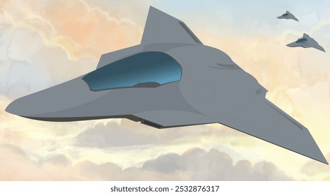 Fighter jet. Military aircraft, Aerospace innovation, AI in Air defense, Bomber plane, Space force, Stealth Fighter Technology, Jet Hypersonic Engines, Advanced Sensor Fusion, Army aviation concept