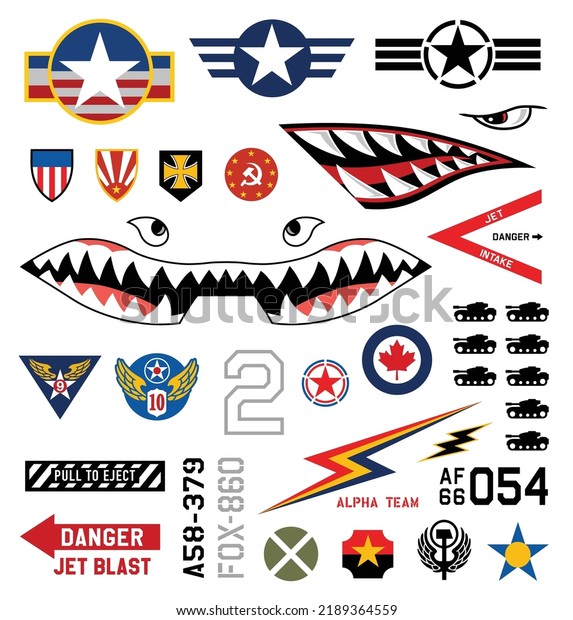 Fighter jet military emblem\
set