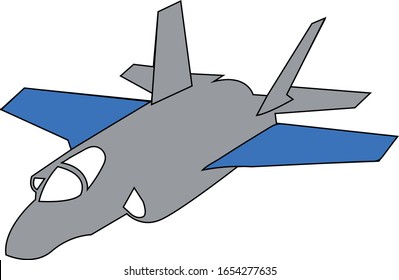 Fighter Jet Plain Vector Color and Black