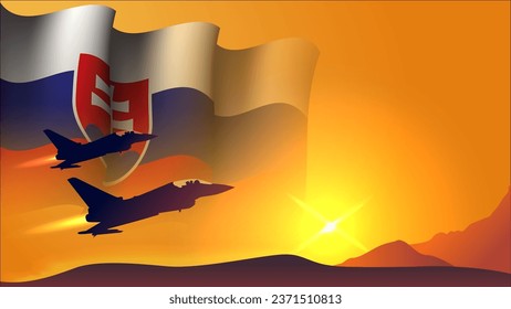 fighter jet plane with congo waving flag background design with sunset view suitable for national congo air forces day event  vector illustration