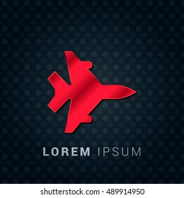 Fighter Jet Red chromium precious metallic 3D Icon / Logo Design