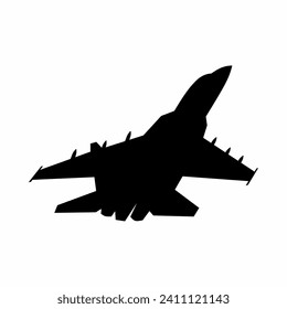 Fighter jet silhouette icon vector. Fighter plane silhouette for icon, symbol or sign. Fighter jet icon for military, war, conflict and air strike