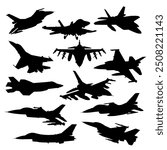 fighter jet silhouette set collection