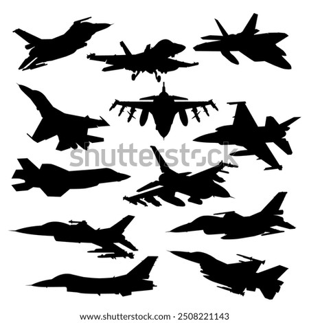 fighter jet silhouette set collection