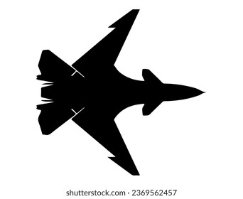 Silueta de chorro de combate arte vectorial fondo blanco